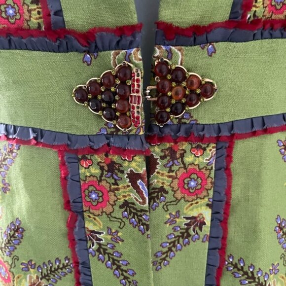 Andrea Becker Green Paisley linen Jacket - Picture 4 of 10